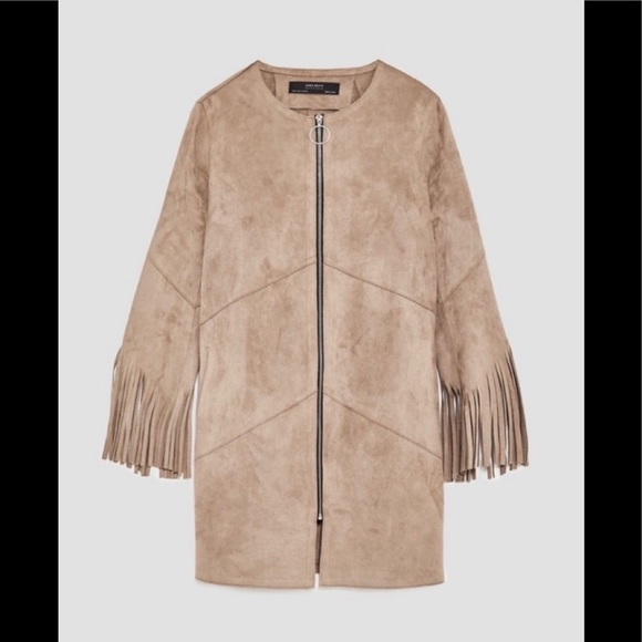 Zara faux suede fringe jacket - Picture 3 of 12